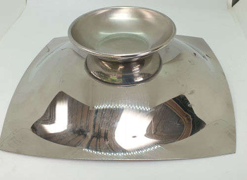 Vintage 1961 ALOE Stainless Steel Raised tray trophy Chamber of Mines Prevention of Accidents