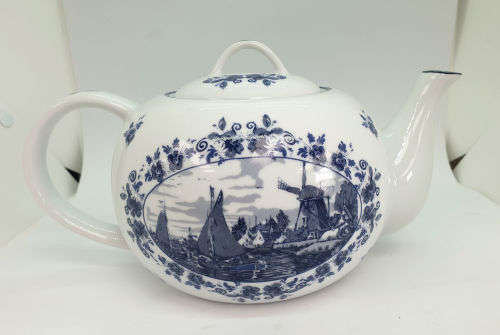 Vintage Blue and white Delft Coffee Pot OUDE MOLEN FABRIEK Holland  150x270x175mm