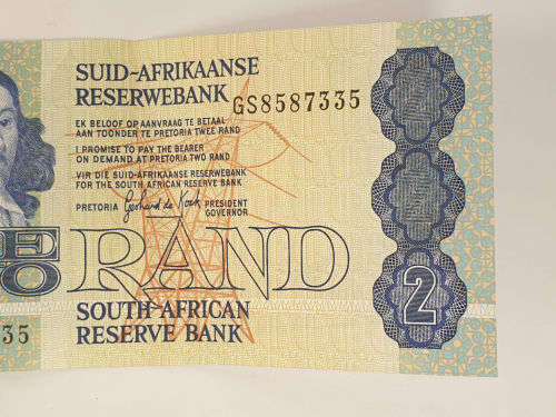 1989 -2 Rand  Uncirculated-Signature de Kock
