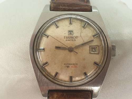 Vintage 1970's Tissot Swiss Automatic PR 516 Automatic Watch -working -date engraved on back