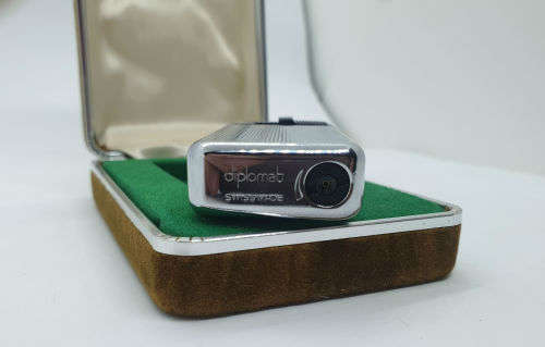 Diplomat Electronic Battery Swiss Made Lighter - Not Tested - No Battery -No Gas  sold as is ..Boxed