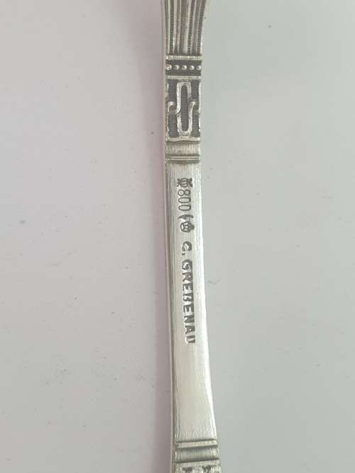 Rare Antique German Hallmarked C.Grebenau SILVER(.800) Cake Fork name Anelise Engraved on it. 42 g