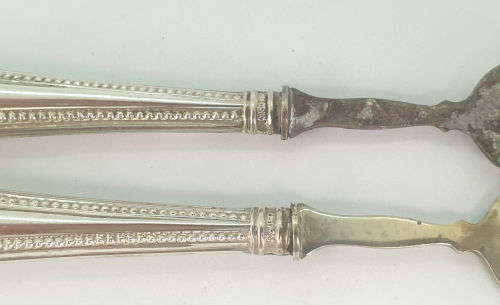 Antique  Forks with Silver (.800) Handles steel is rusted and one broken ..total weight 19gram