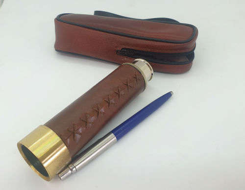 Copitar Brass and Leather Telescope 25x30mm Made in Japan with Leather Pouch
