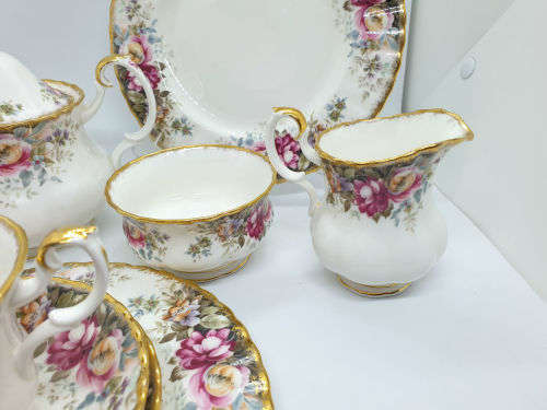 Royal Albert Bone China England Autumn Roses "Tea for Two" set - Missing a Cup