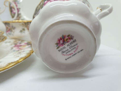 Royal Albert Bone China England Autumn Roses "Tea for Two" set - Missing a Cup