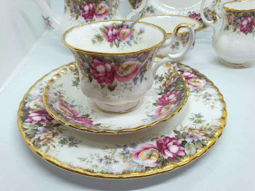 Royal Albert Bone China England Autumn Roses "Tea for Two" set - Missing a Cup