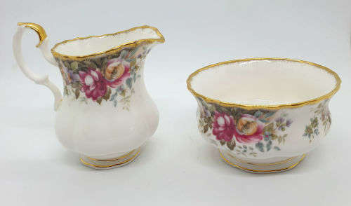 Royal Albert Bone China England Autumn Roses "Tea for Two" set - Missing a Cup