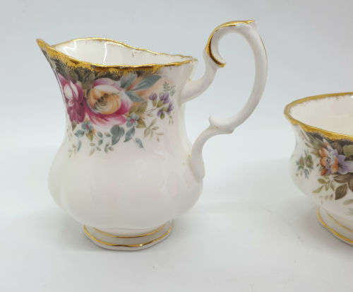 Royal Albert Bone China England Autumn Roses "Tea for Two" set - Missing a Cup