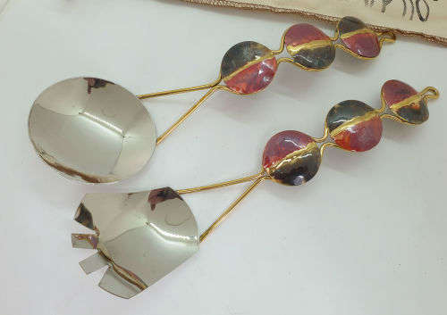 Handcrafted Copper & Brass Spoon set by CREATIVE COPPER in S.A in 100% pure Cotton Bag
