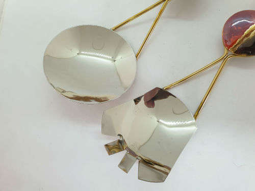 Handcrafted Copper & Brass Spoon set by CREATIVE COPPER in S.A in 100% pure Cotton Bag