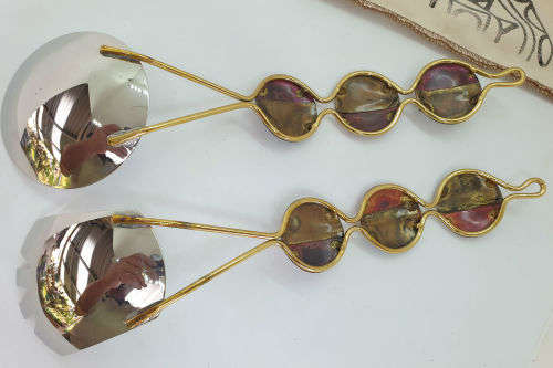 Handcrafted Copper & Brass Spoon set by CREATIVE COPPER in S.A in 100% pure Cotton Bag