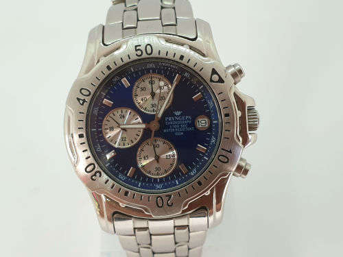 Pre-owned PRYNGEPS Chronograph Quartz watch Orologi Sangue Blu CR809  Working