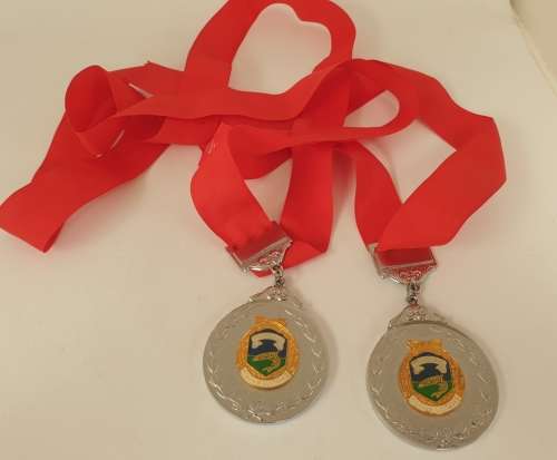 2 x Transvaal Hengel Unie /Angling Union Medals with Ribbons (not engraved)- 50mm