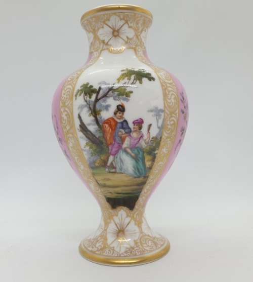 Antique 19th//20th Century Helena Wolfsohn Porcelain Vase 170x95mm - Meissen porcelain mark "AR"