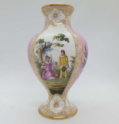 Antique 19th//20th Century Helena Wolfsohn Porcelain Vase 170x95mm - Meissen porcelain mark "AR"