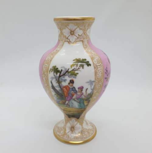 Antique 19th//20th Century Helena Wolfsohn Porcelain Vase 170x95mm - Meissen porcelain mark "AR"