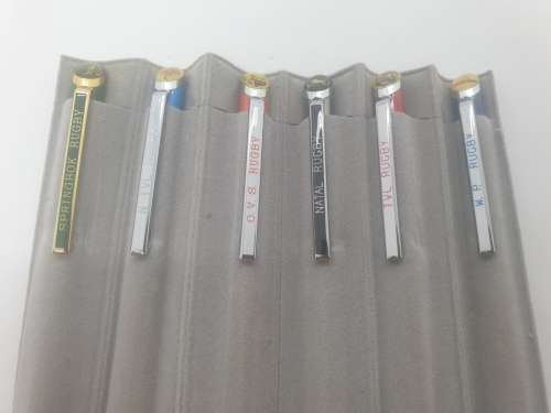 Vintage Set of 6 Slimline ballpoint Rugby pens Springboks,TVL,NTVL,OVS,Natal and WP Logos