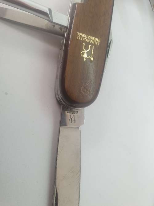 Inox Multitool pocket knife with sharpener in Leather sheath Germany  -unused