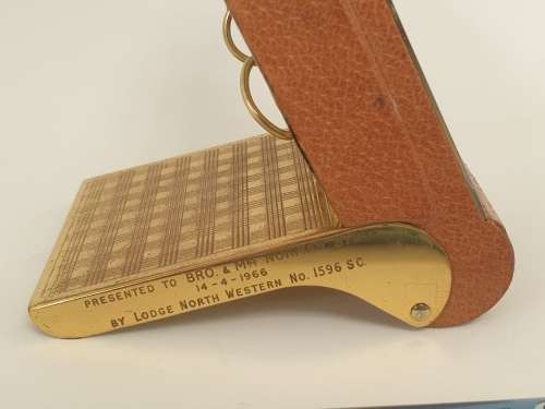 1960's Vintage Oris 8 Day Travel Alarm Clock Brass and Leather - Working - Engraved on Side