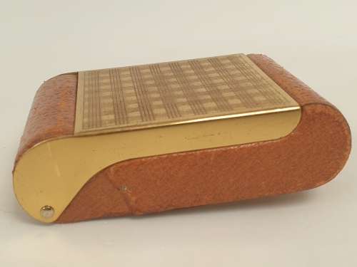 1960's Vintage Oris 8 Day Travel Alarm Clock Brass and Leather - Working - Engraved on Side