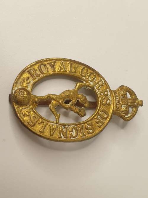 WW2 Royal Corps of Signals RCOS Cap Badge 47x27mm