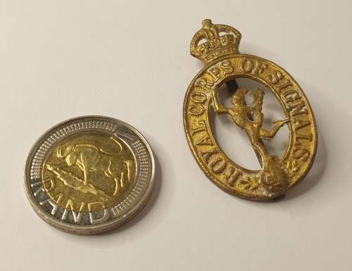 WW2 Royal Corps of Signals RCOS Cap Badge 47x27mm