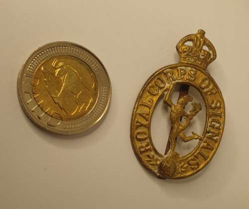 WW2 Royal Corps of Signals RCOS Cap Badge 47x27mm
