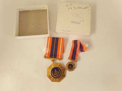 Large and Small Pro Patria Medals with ribbons South African Defence Force (SADF) number 86366