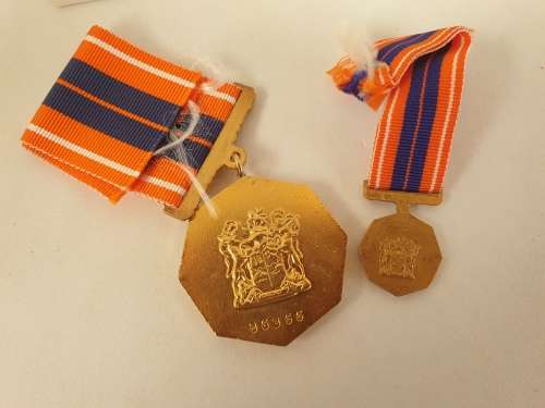 Large and Small Pro Patria Medals with ribbons South African Defence Force (SADF) number 86366