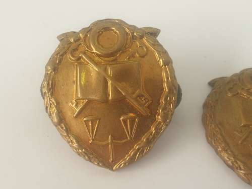 2 Old SA Prison Services collar  Badges- one with damage lugs 36x32mm