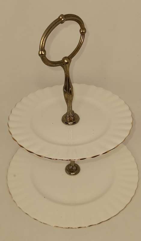 Vintage Royal Albert Val D'or -2 Tier Cake stand- Bone China England