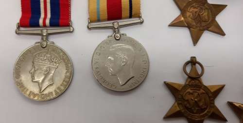 Set of 5 Full size WW2 Medals not engraved only one star has engraving on