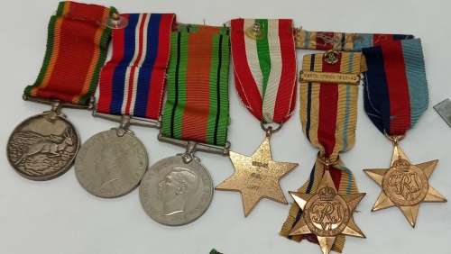 Set of 6 Full size WW2 Medals Issued to C.A Buys  Number is 101045  -Engraved