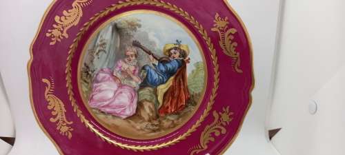 Vintage Hand Painted Dicoce Main? wall Plate -Artist Gillet -250mm