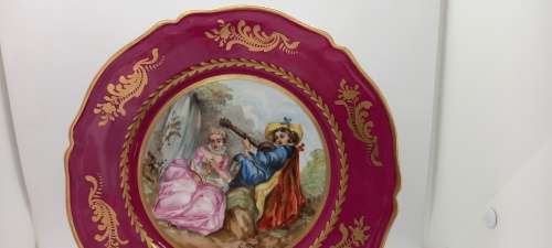 Vintage Hand Painted Dicoce Main? wall Plate -Artist Gillet -250mm