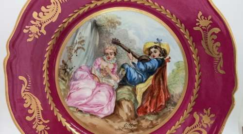 Vintage Hand Painted Dicoce Main? wall Plate -Artist Gillet -250mm