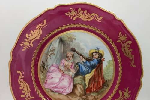 Vintage Hand Painted Dicoce Main? wall Plate -Artist Gillet -250mm