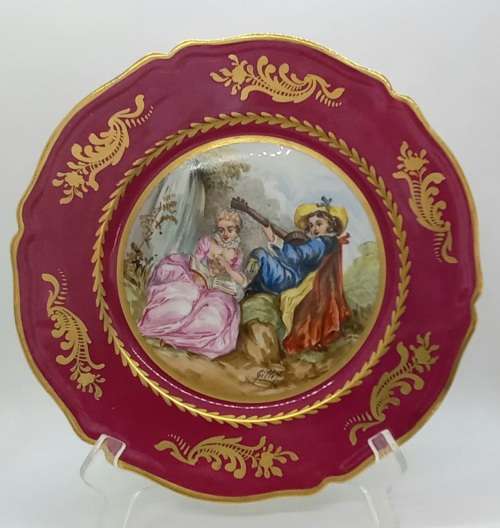 Vintage Hand Painted Dicoce Main? wall Plate -Artist Gillet -250mm