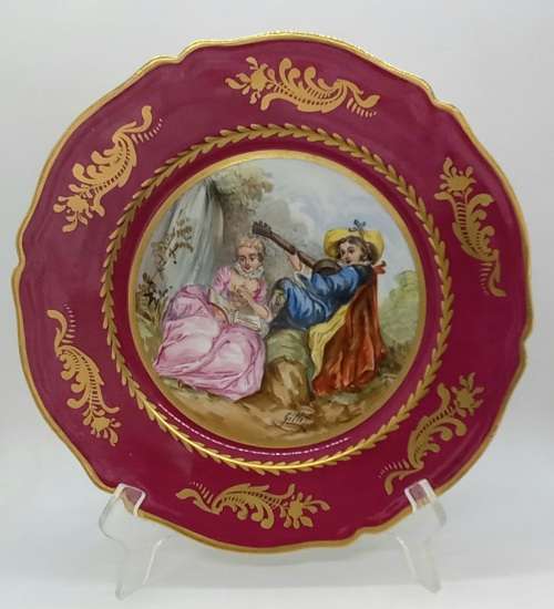 Vintage Hand Painted Dicoce Main? wall Plate -Artist Gillet -250mm