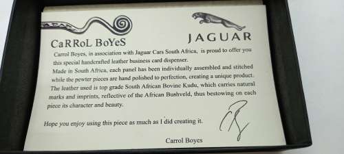 Carrol Boyes JAGUAR Hand crafted Leather Business Card Dispencer still in box