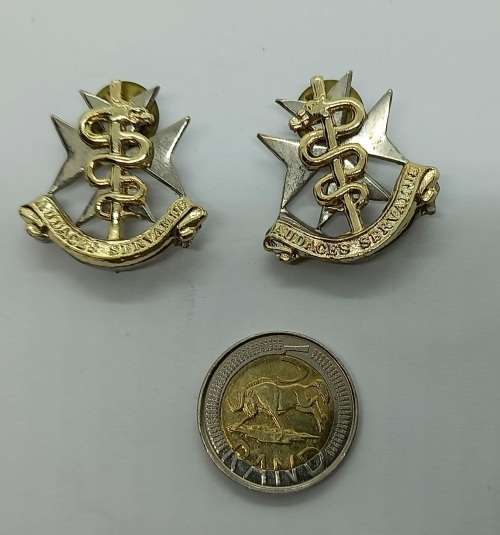 2 x Vintage South African Medical Services Shoulder Badges 31x31mm