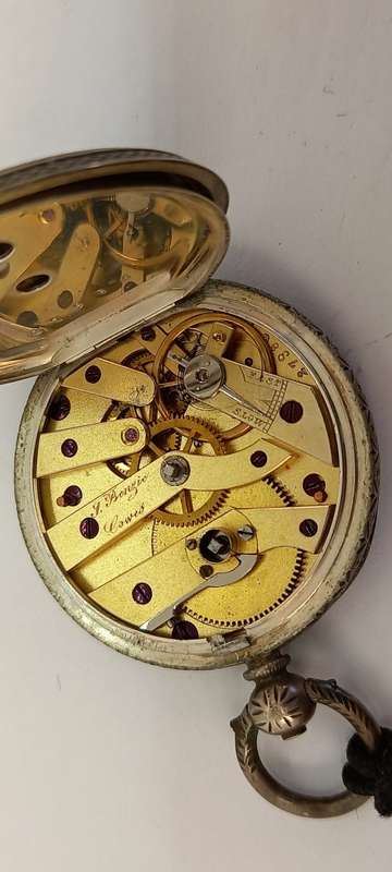 Rare 1800's Antique BENZIE of Cowes. Fine Silver Swiss Key wind  Pocket watch. see condition