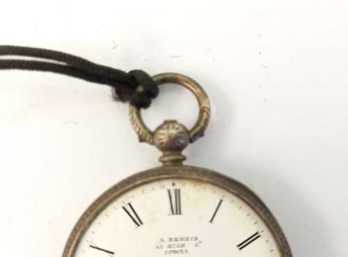 Rare 1800's Antique BENZIE of Cowes. Fine Silver Swiss Key wind  Pocket watch. see condition