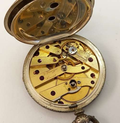 Rare 1800's Antique BENZIE of Cowes. Fine Silver Swiss Key wind  Pocket watch. see condition