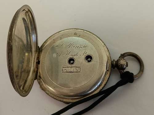 Rare 1800's Antique BENZIE of Cowes. Fine Silver Swiss Key wind  Pocket watch. see condition