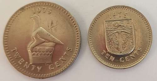 1975 Rhodesia 10 cent and 20 Cent