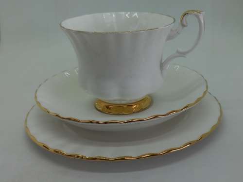 Vintage Royal Albert Val D'or -Tea Trio - (The Cup ear was repaired )