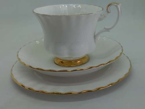 Vintage Royal Albert Val D'or -Tea Trio - (The Cup ear was repaired )