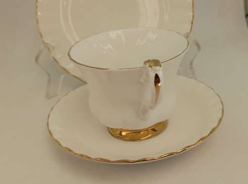 Vintage Royal Albert Val D'or -Tea Trio - (The Cup ear was repaired )